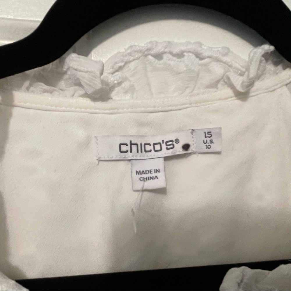 CHICO’s MIDI DRESS EYELET TIERED DRESS Alabaster WHITE Sz 1.5 - Picture 11 of 11